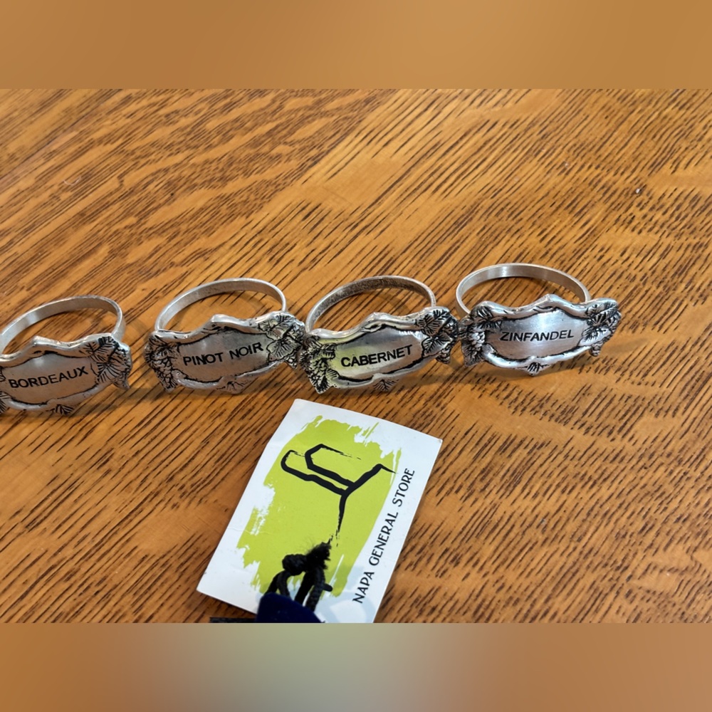 Silver Wine Label Napkin Rings